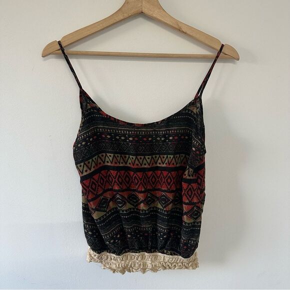 Heart & Hips Boho Geometric Camisole Tank Top Size Large Earth Tones Western - Picture 2 of 2